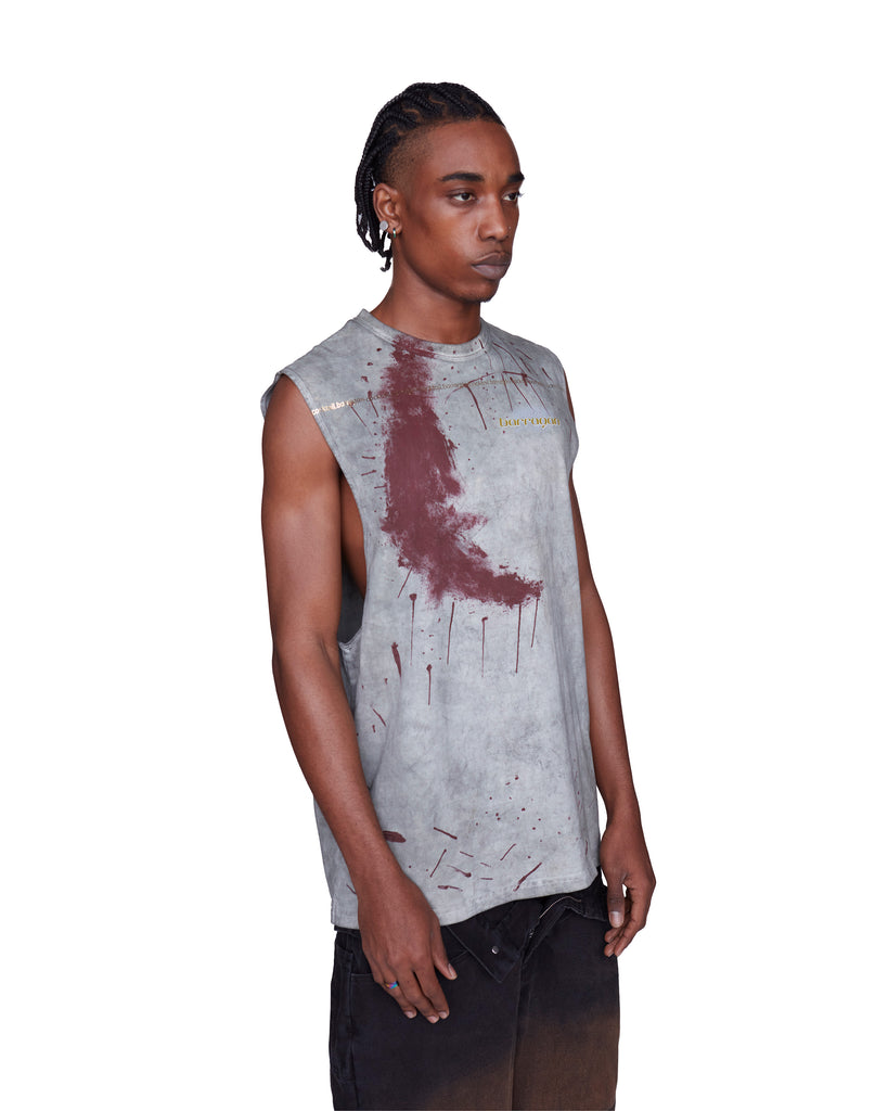 SLICED UP SLEEVELESS T-SHIRT