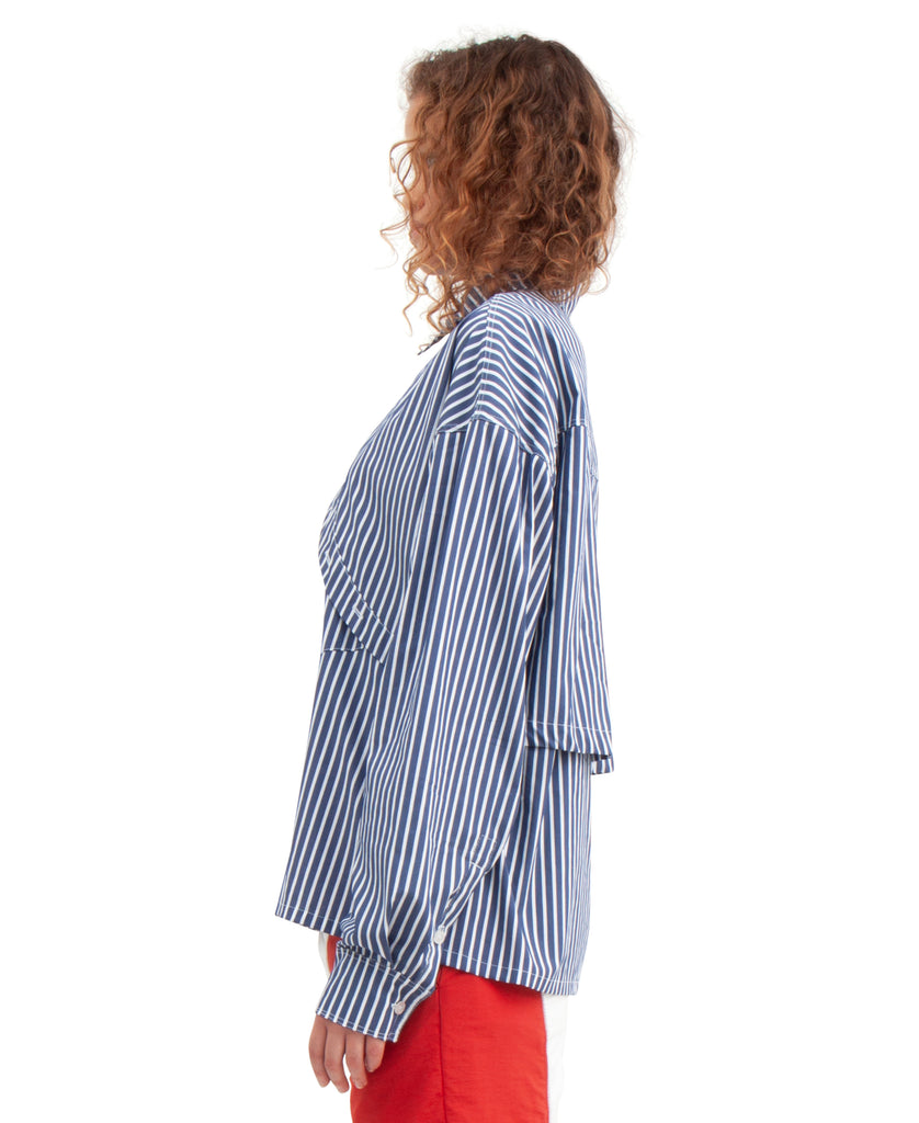 TOP UP BUTTON-DOWN SHIRT NAVY WHITE STRIPES