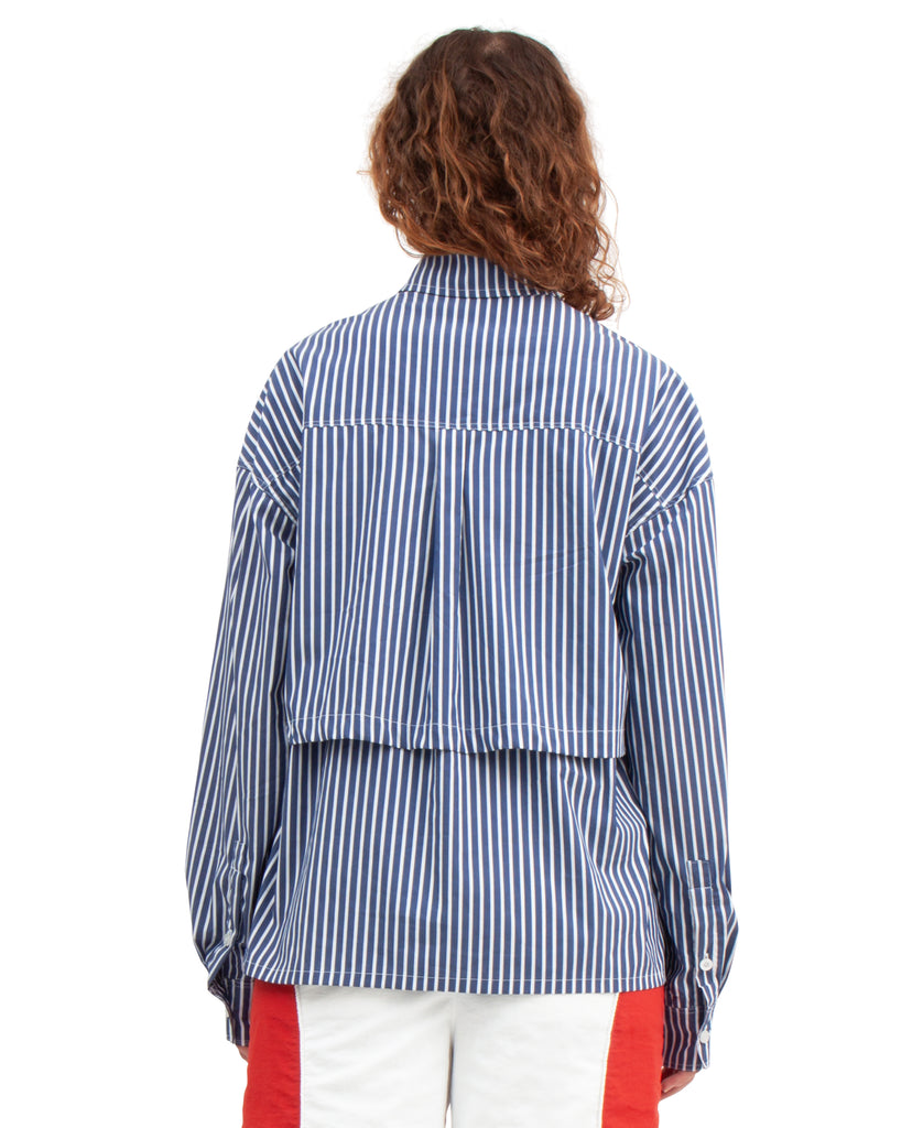 TOP UP BUTTON-DOWN SHIRT NAVY WHITE STRIPES