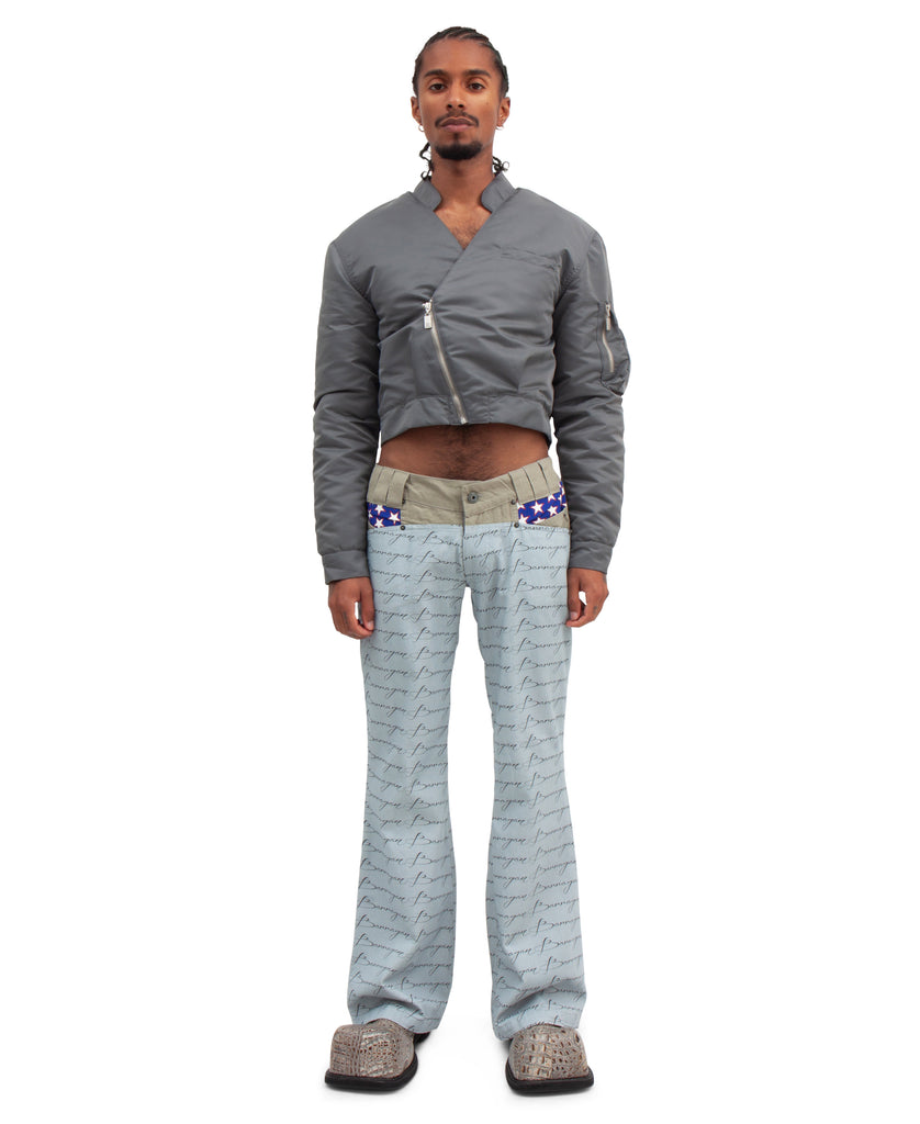 SCRIPT LOGO LOW RISE FLARE PANTS GRAY