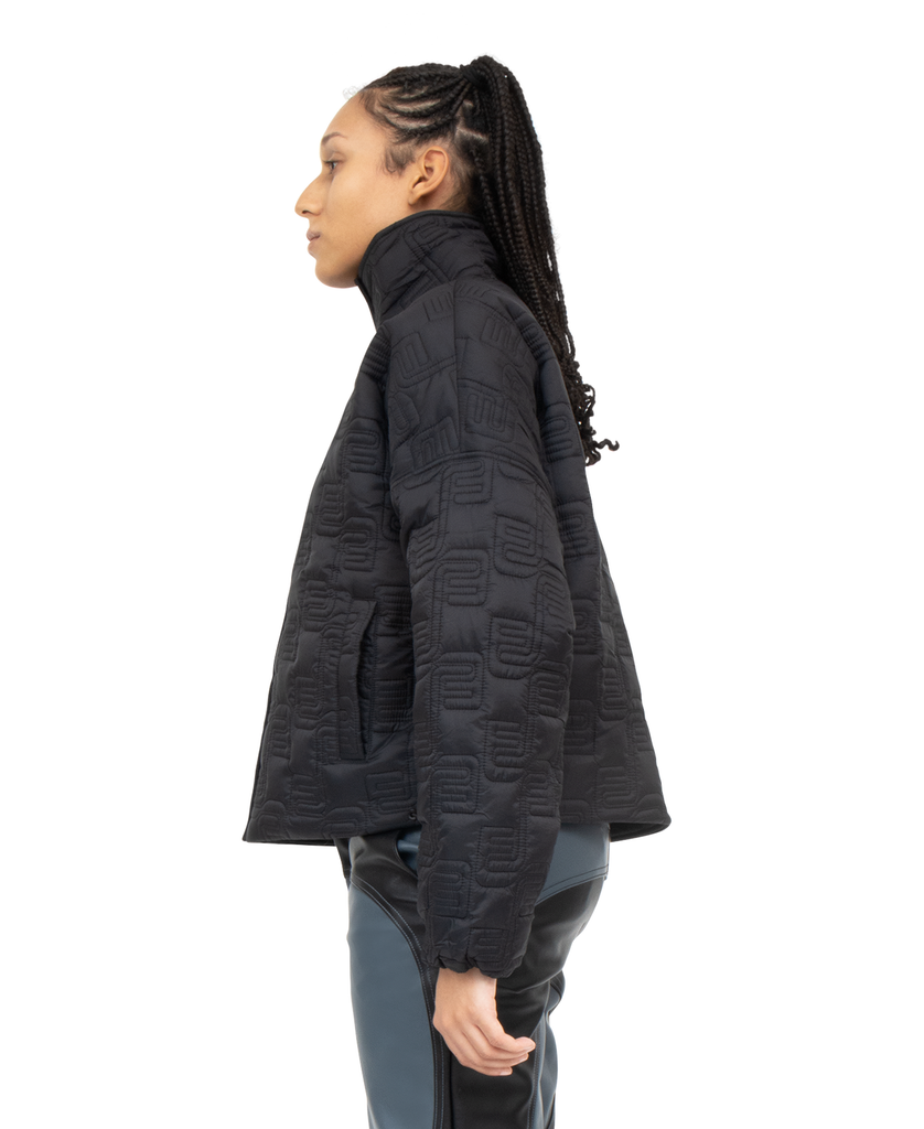 BLACK FUNNEL NECK CROP JACKET *online exclusive*