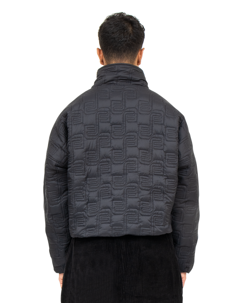 BLACK FUNNEL NECK CROP JACKET *online exclusive*