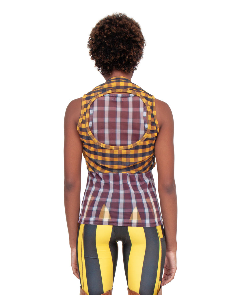 PLAID DOUBLE LAYER TANK TOP